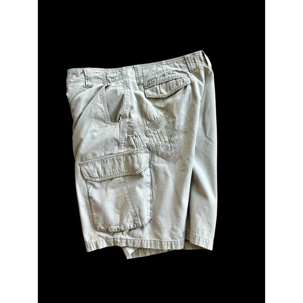 Vintage Y2K Tapout Shorts Cargo Sz 36 Khaki Embroidered Logo Side MMA 2000's